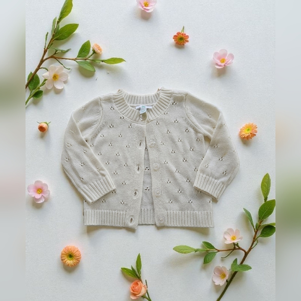 Dip Cream Knit Button Up Baby Sweater Sz 6-12m